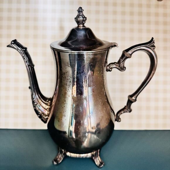 Vintage 3pc Wm Rogers Silverplate Coffee Tea Pot Set Baroque Mid-century Footed - Picture 2 of 16